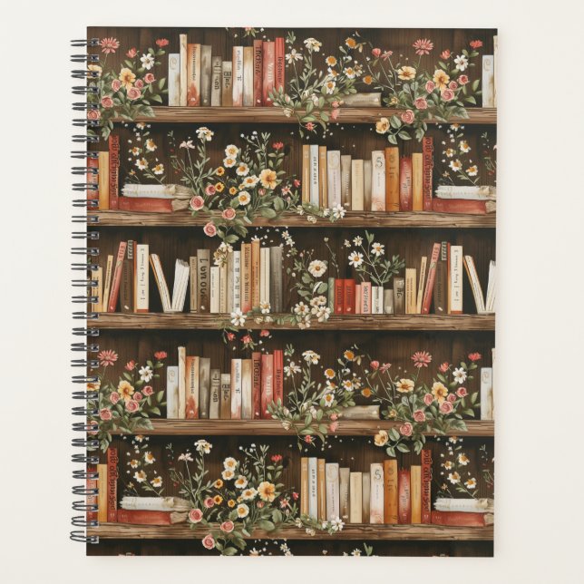 Bibliothèques avec des fleurs et des livres (Devant)