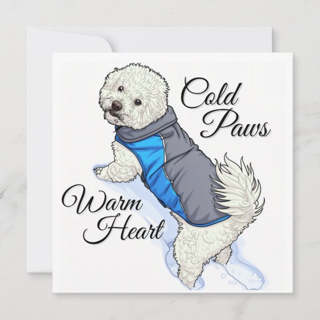 Bichon à cœur chaud enneigé  (Devant)