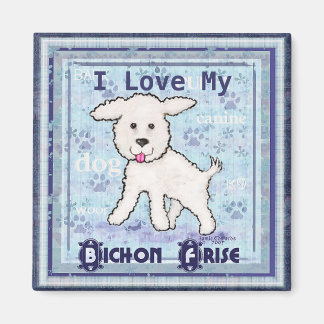 Bichon Frise Chien Chien Chien Magnet d'art