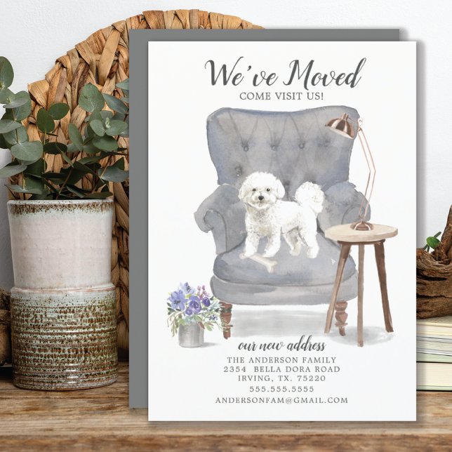 Bichon Frise Chien Nous avons Déménagé Faire-part (Créateur téléchargé)
