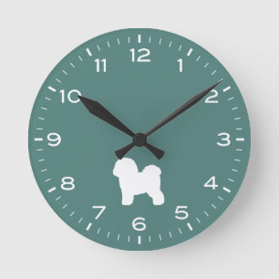 Bichon Frise Chien race Silhouette Horloge ronde