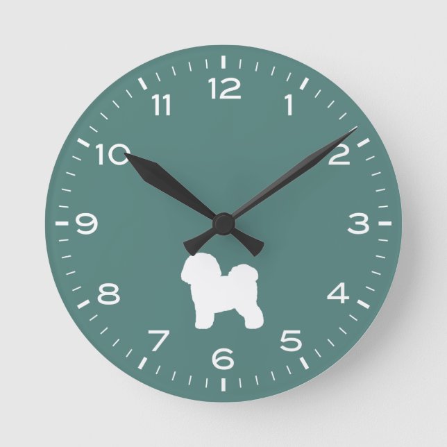 Bichon Frise Chien race Silhouette Horloge ronde (Recto)