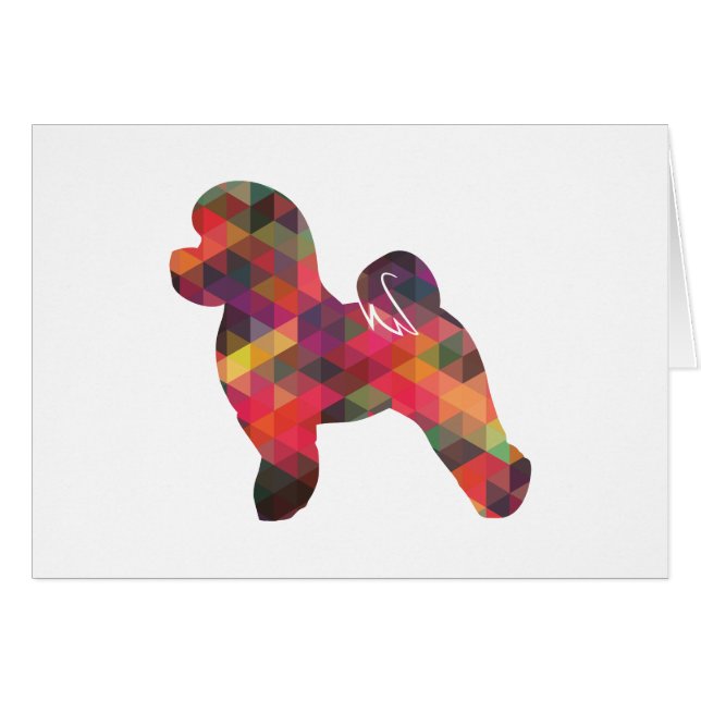 Bichon Frise Chien Silhouette Geo Motif Multi Card (Devant horizontal)