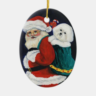 Bichon Frise et ornement de Noël d'art de Père