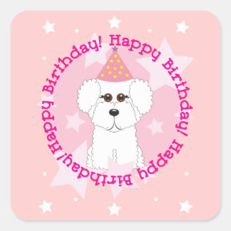 Bichon Frise Happy Anniversaire Stickers