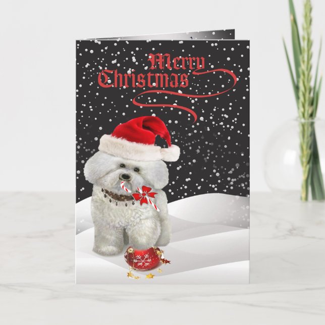 Bichon Frise Une Joyeuse Carte De Noël (Devant)
