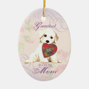 Bichon Heart Maman Ornement céramique