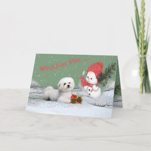 Bichon vous souhaitant des cartes de Joyeux Noël