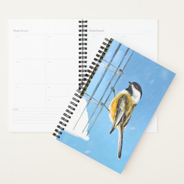 Bickadee sur la peinture d'alimentation - Oiseaux  (Devant avec enveloppe)