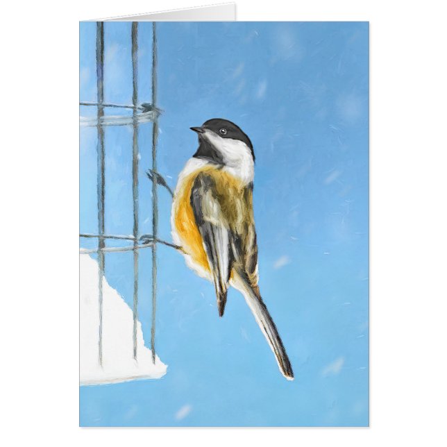 Bickadee sur la peinture d'alimentation - Oiseaux  (Devant)
