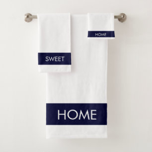 Bicycle Home Sweet Home sur fond bleu marine et bl