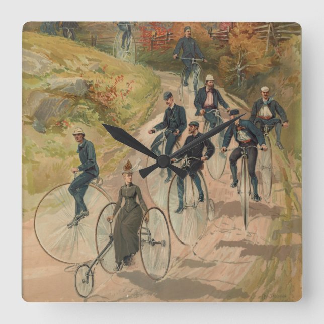 Bicyclette ~ Horloge murale Carré (Recto)