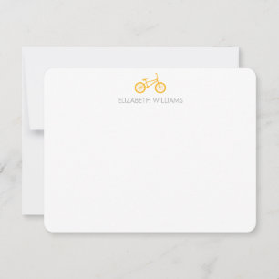 Bicyclette jaune et grands points Cartes à notes p