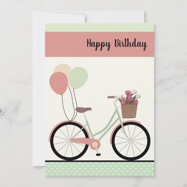 Bicyclette mignonne et ballons Bonne carte d'anniv (Devant)