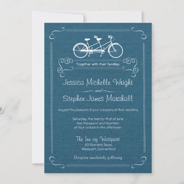 Bicyclette pour deux invitations à un mariage de B (Devant)