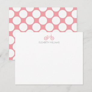 Bicyclette rose et grands points Cartes à notes pe