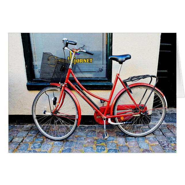 Bicyclette rouge à Copenhague, Danemark Carte blan (Devant horizontal)