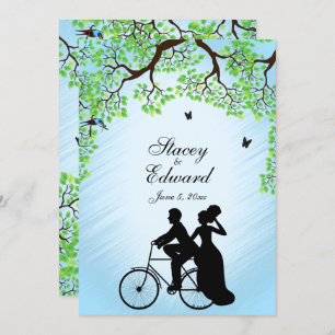 Bicyclette thème Faire-part de mariage Bleu