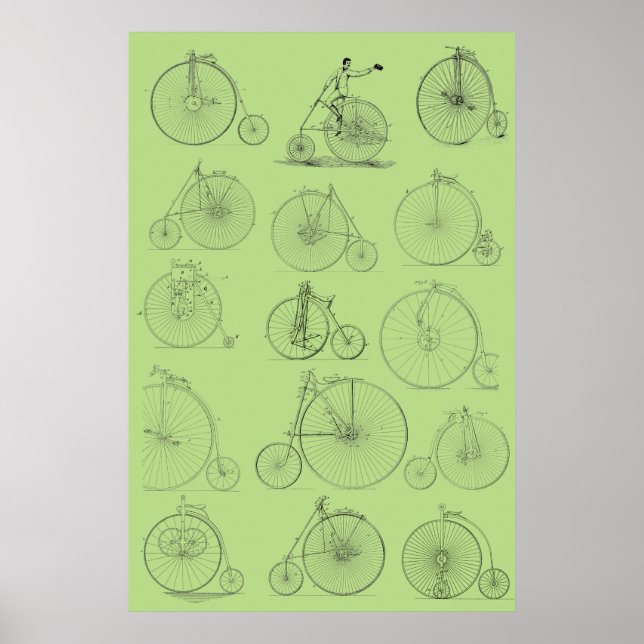 Bicyclettes vintage Haute Roue Brevet Poster Art (Devant)