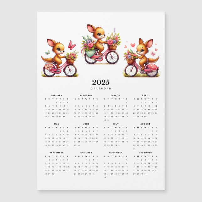 Bicyclettes Whimsical Kangaroos 2025 Magnet Calend (Devant)