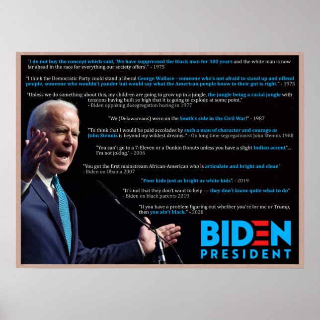 Biden 2020 Quotes on Race Poster (Devant)