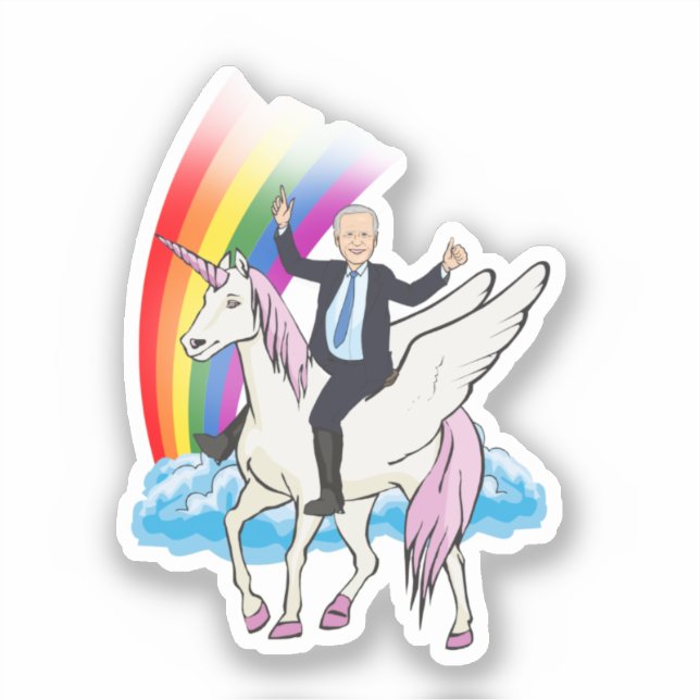 Biden sur un autocollant de licorne (Recto)