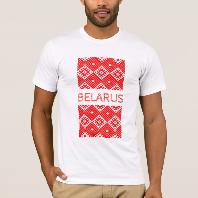 Biélorussie Б е л а р у с Folk Motif T-Shirt Haut (Devant)