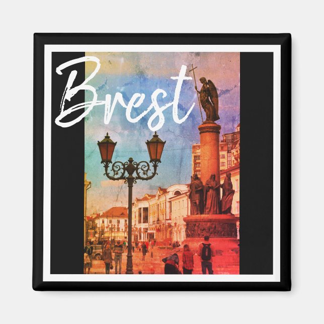 Biélorussie Architecture Brest Street View Magnet (Devant)