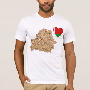 Biélorussie Drapeau Coeur et carte T-shirt