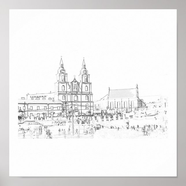 Biélorussie Minsk Affiche de croquis d'architectur (Devant)