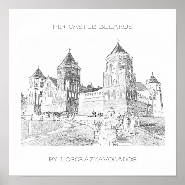 Biélorussie Mir Castle Architecture Nature Poster (Devant)