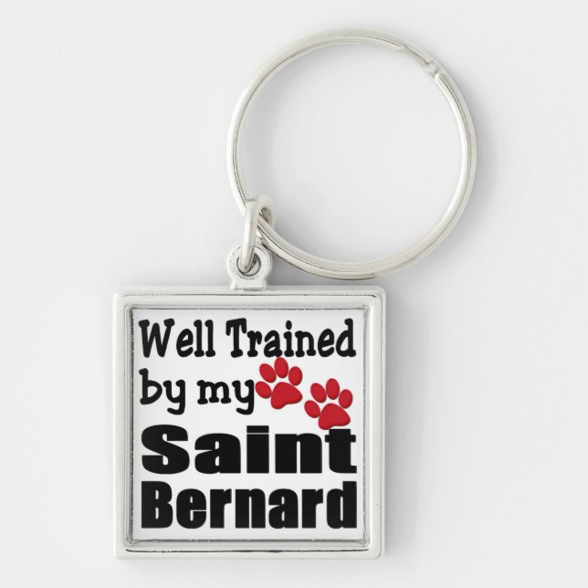 Bien dressé par mon Saint Bernard en porte-clés (Devant)