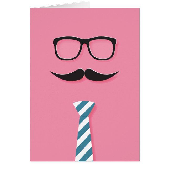 Bien Fait Papa, lunettes, moustache, cravate, rose (Devant)