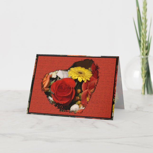 Bien Rose Bouquet Coeur Découpe Modèle (Devant)