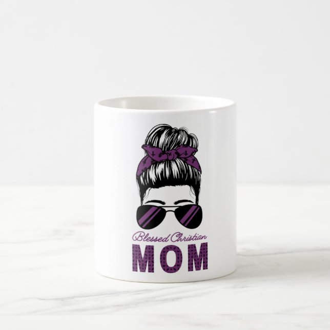 Bienheureuse Maman chrétienne Messy Bun Mug (Centre)