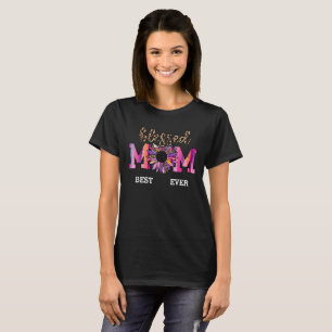 Bienheureux Maman Rose Floral Moderne T-shirt