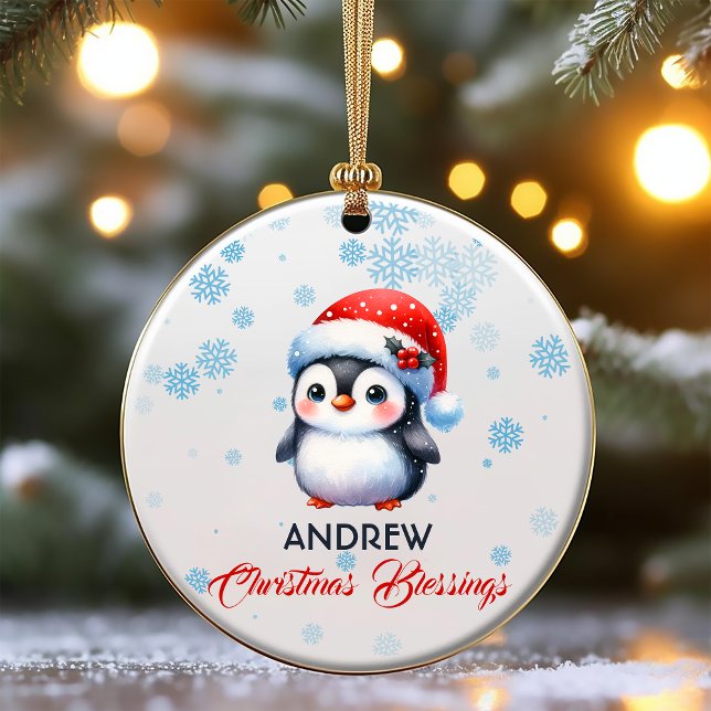 Bienheureux Noël Pingouin mignon Ornement (Créateur téléchargé)