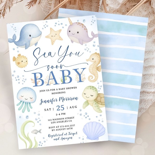 Bientôt à la mer garçon Baby Shower Invitation océ (Créateur téléchargé)