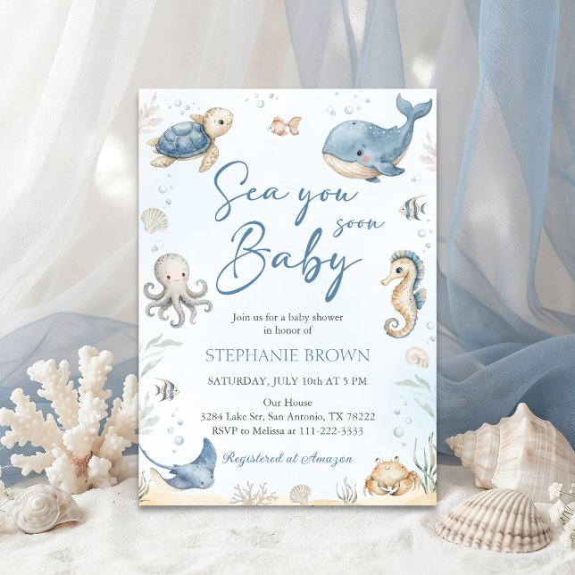 Bientôt à la mer Invitation à la Baby Shower (Créateur téléchargé)