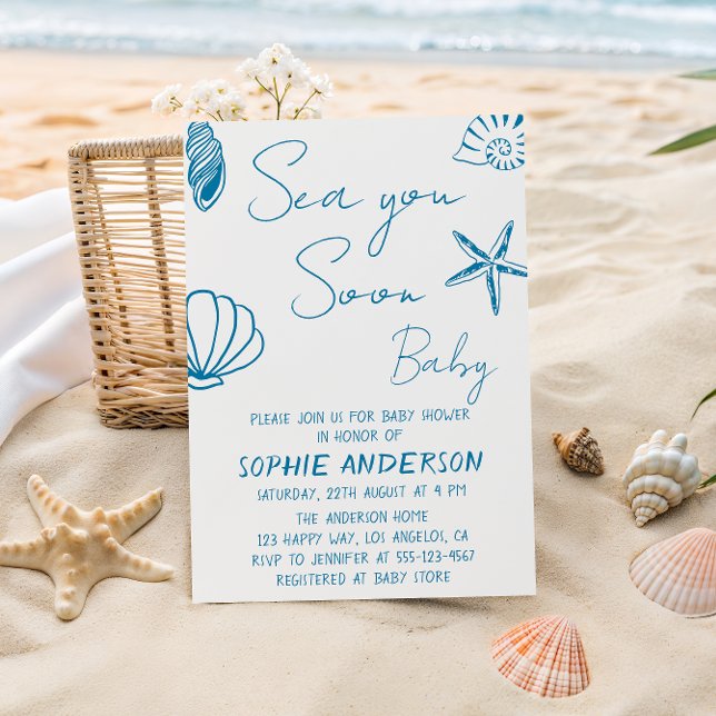 Bientôt Bébé sur le Rivage Invitation Baby Shower (Créateur téléchargé)