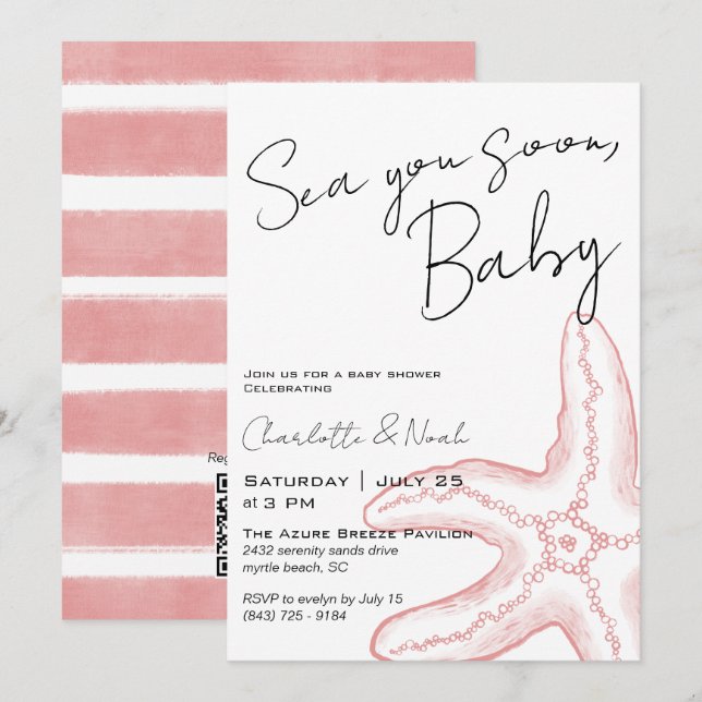 Bientôt sous les mers Invitation à la Baby Shower (Devant / Derrière)
