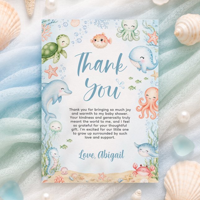 Bientôt sous l'océan Baby Shower Merci (Sea You Soon Ocean Baby Shower Thank You Card
)