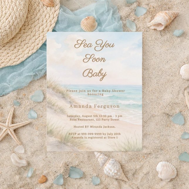 Bientôt sur la plage Bébé Invitation à la baby sho (Créateur téléchargé)