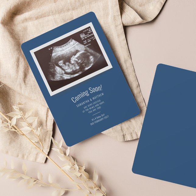 Bientôt une échographie de bébé Annonce de grosses (Coming Soon Pregnancy Announcement Sonogram Photo Card)