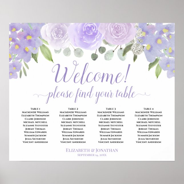 Bienvenue ! 4 Tableau Plat Violet Roses Tableau de (Devant)