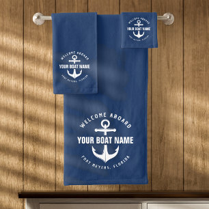 Bienvenue à bord Bateau Bleu marine Ancre nautique