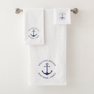 Bienvenue à bord nom personnalisé marine bleu an