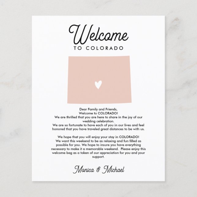 Bienvenue à COLORADO Lettre & Itinéraire TOUTE COU (Devant)
