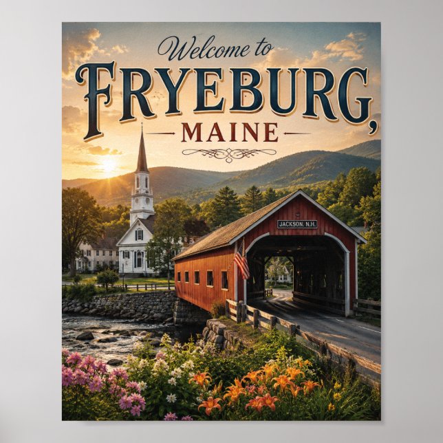 Bienvenue à Fryeburg, Maine Affiche de voyage vint (Devant)