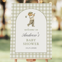 Bienvenue à la Baby Shower Garçon Golf Gingham Ver